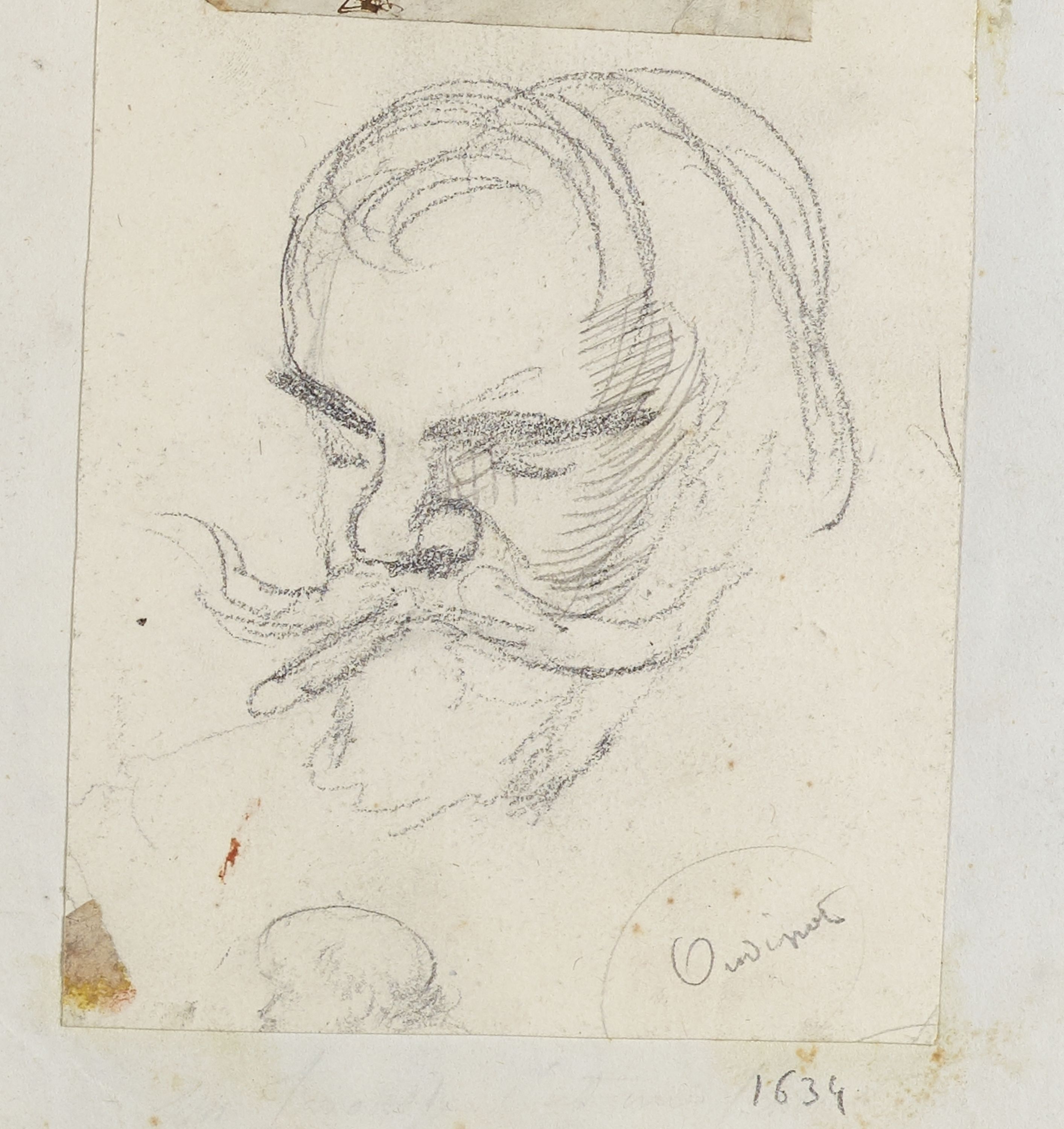 Anonyme, Portrait-charge d'un homme moustachu avec un cigare (Oudinot)