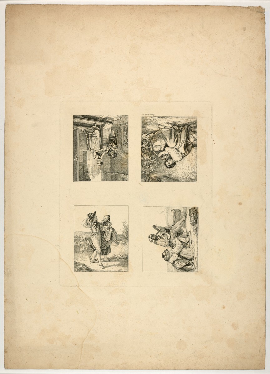 Unknown artist, Hüssener, Auguste: Andruckbogen mit vier Gemäldereproduktionen