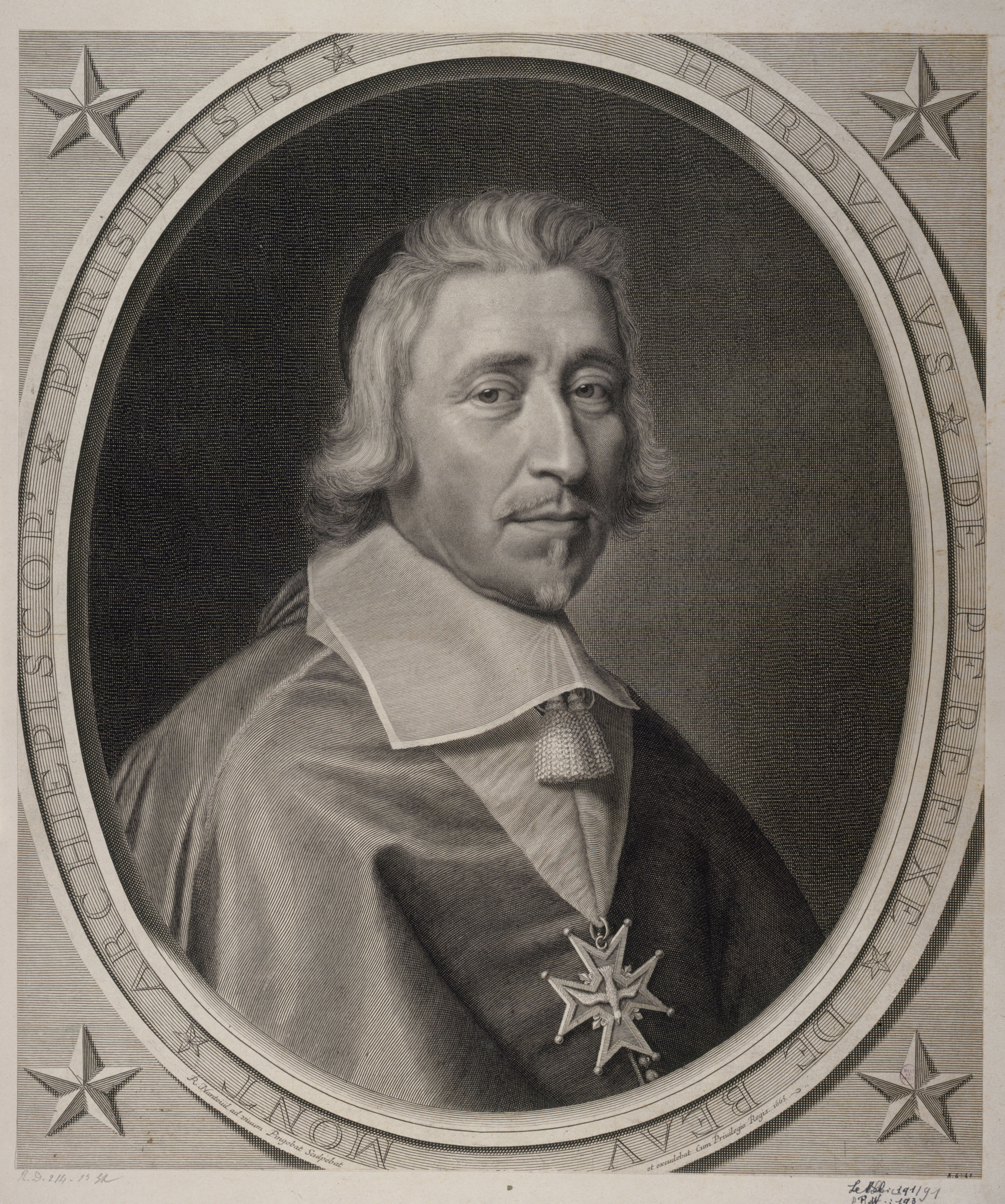 Robert Nanteuil, Hardouin de Péréfixe de Beaumont, archevêque de Paris. 1665.