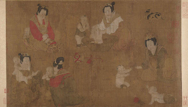 Unidentified artist, Palace ladies bathing children