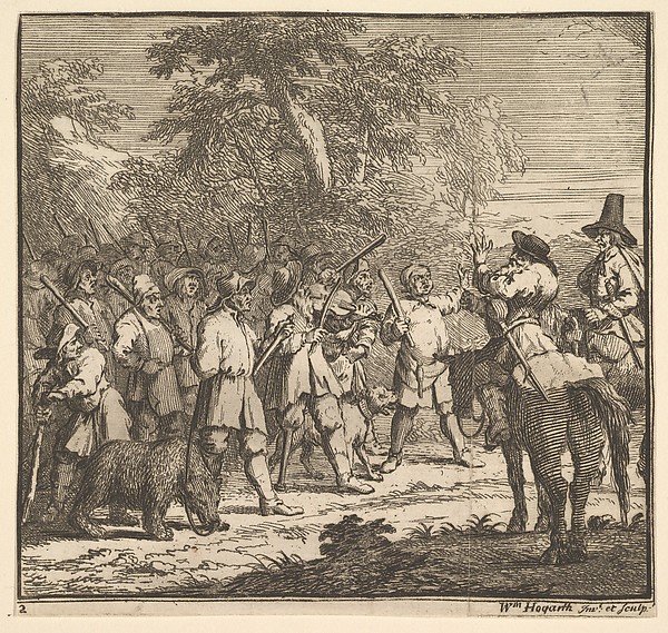 William Hogarth, Hudibras First Adventure (Seventeen Small Illustrations for Samuel Butler's Hudibras, no. 2)