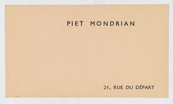 Anonymous, Piet Mondrian, calling card