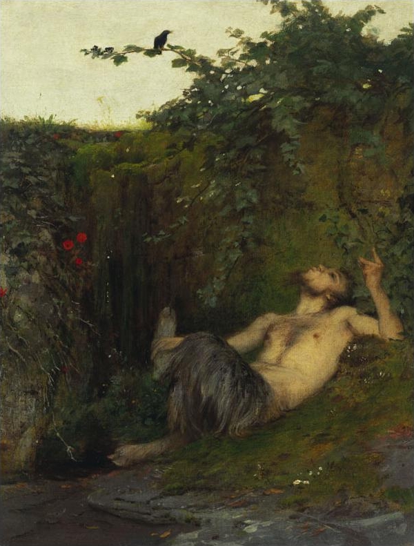 Arnold Böcklin, Faun whistling to a Blackbird