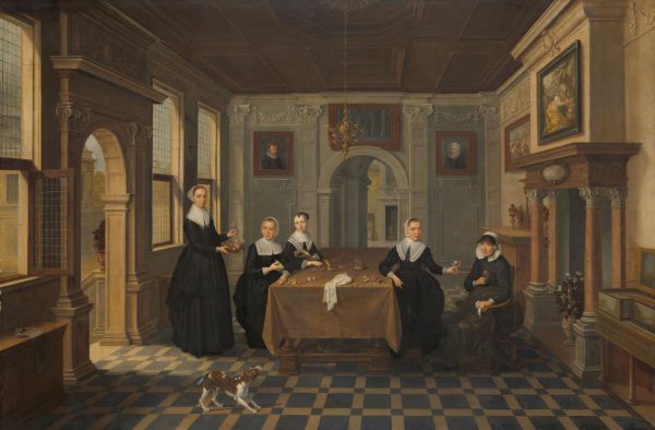 Dirck van Delen, Interieur met vijf vrouwen