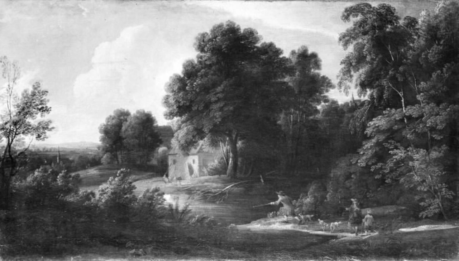 Jacques d' Arthois, Skovrigt landskab med jagtscene
