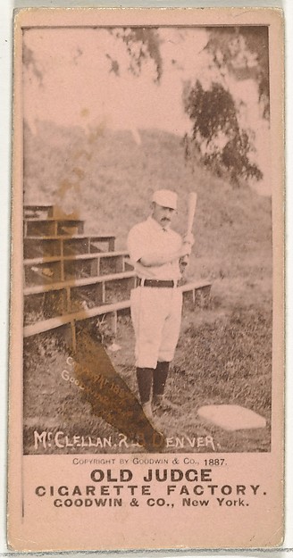 Goodwin & Company, William Henry "Bill" McClellan, 2nd Base, Denver, from the Old Judge series (N172) for Old Judge Cigarettes