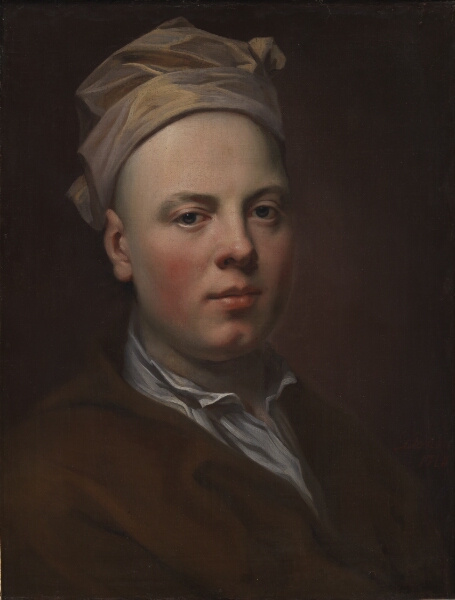 Balthasar Denner, Portræt af en ung mand med hvid hue på hovedet