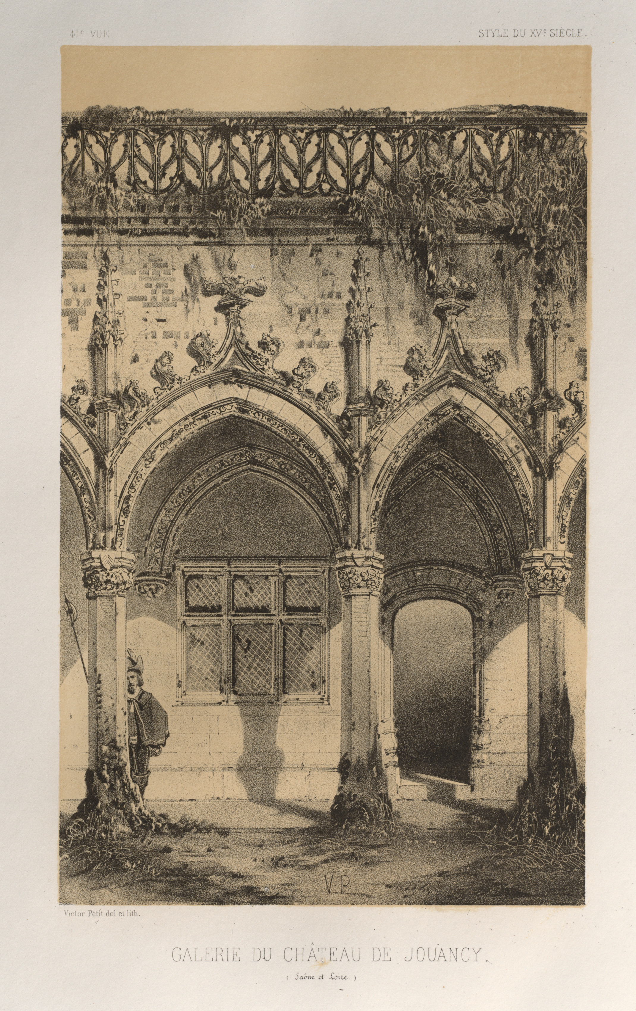 Victor Petit, Architecture Pittoresque ou Monuments des xveme. Et xvieme. Siecles: Chateaux De France des XV et XVI Siecles: Pl. 41, Galerie Du Château De Jouancy (Saone et Loire)