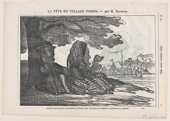Honoré Daumier, A bourgeois family convinced that they must preserve their dignity always and everywhere, from "A celebration in the neighboring village"