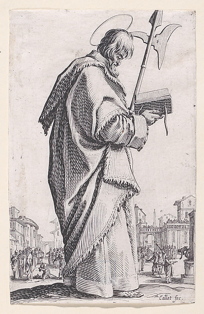 Jacques Callot, St. Matthias, from "Les Grands Apôtres Debout, Représentant Le Sauveur, La Bienheureuse Marie et Les Saints Apôtres" (The Large Standing Apostles, Representing The Savior, The Blessed Mary and The Apostles)