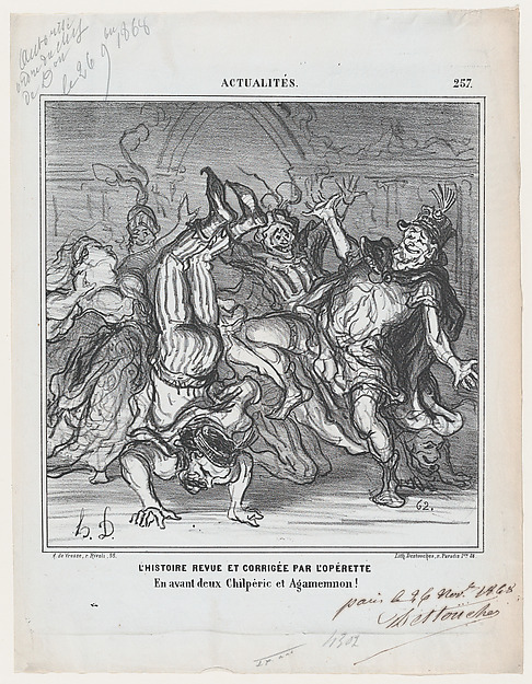 Honoré Daumier, History revised and corrected by the operetta: Go ahead Chilperic and Agamemnon!, from 'News of the day,' published in Le Charivari, December 11, 1868