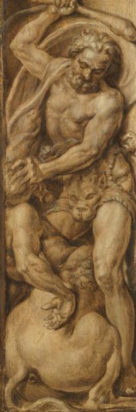Maarten van Heemskerck, Triomf over de dood: Simson draagt de deuren van de poort van Gaza | Hercules doodt de centaur Nessus
