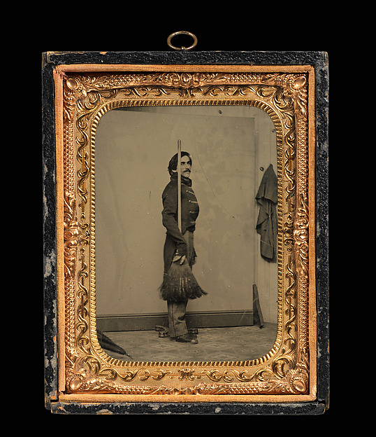 Unknown, [Union Civil War Soldier Posed in Studio with Broom in Place of Rifle]