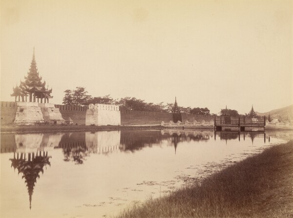 Felice Beato, East Wall of the City with Moat and Bridge, Mandalay