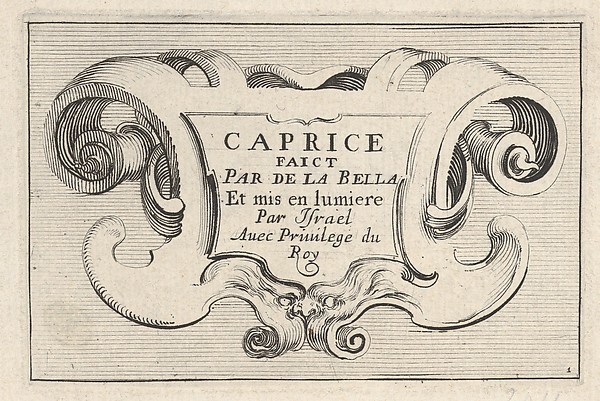 Stefano della Bella, Plate 1: A cartouche with series title, from "Caprice faict par de la Bella"
