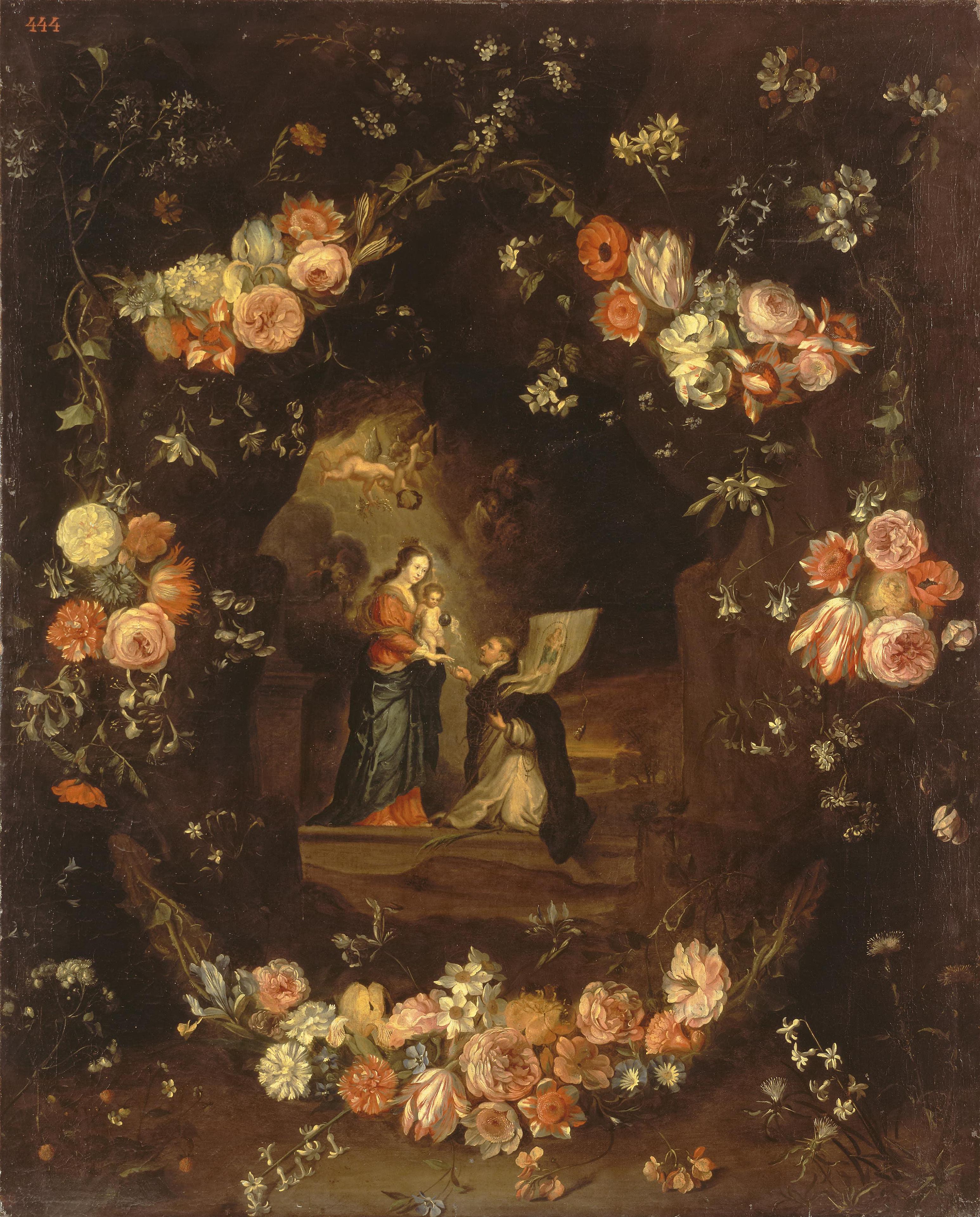 Jan van Kessel the Elder, Madonna with the Child and St Ildephonsus Framed with a Garland of Flowers