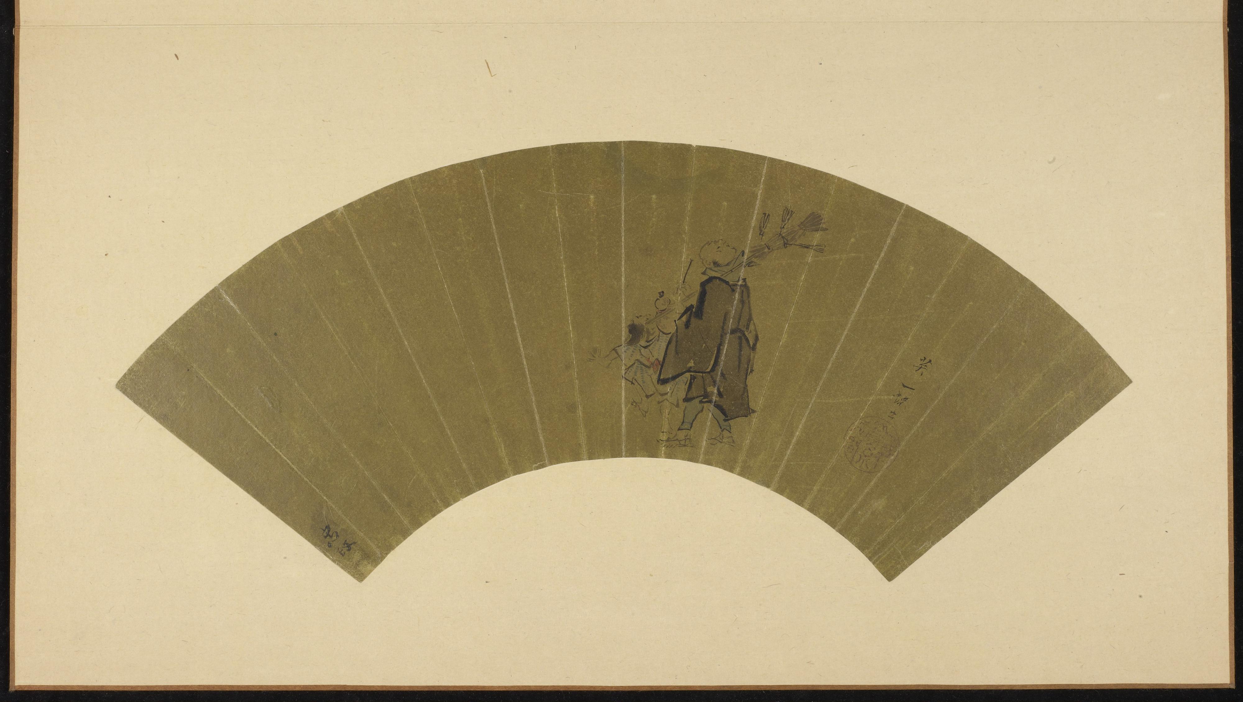 Hanabusa Itcho, A peddler and a child looking at the moon