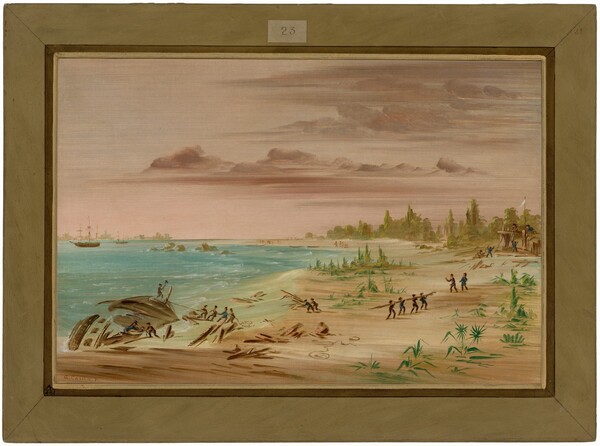 George Catlin, Wreck of the Aimable, on the Coast of Texas. 1685