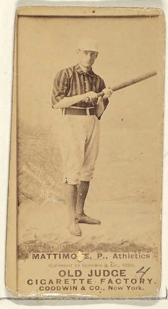 Goodwin & Company, Mattimore, Pitcher, Philadelphia Athletics, from the Old Judge series (N172) for Old Judge Cigarettes