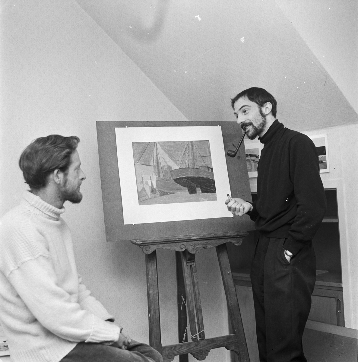Uppsala-Bild, Studentliv, konstnärer tillfälligt bosatta i Studentstaden, Uppsala 1958