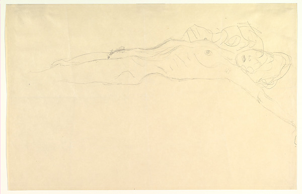 Gustav Klimt, Reclining Nude with Outstretched Left Arm