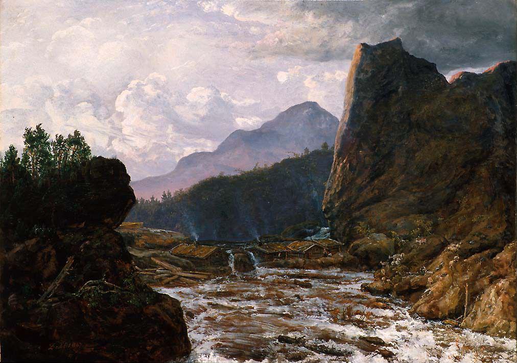 Johan Christian Dahl, River between steep Rocks