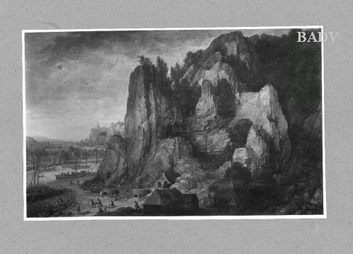 Lucas van Valckenborch, Landscape with rock and mines