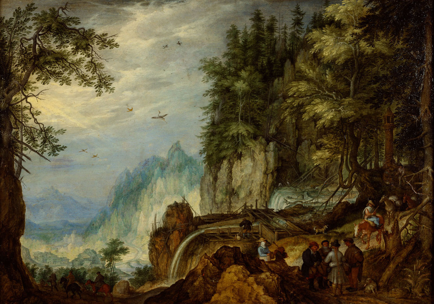 Roelant Savery, Bergachtig landschap met reizigers