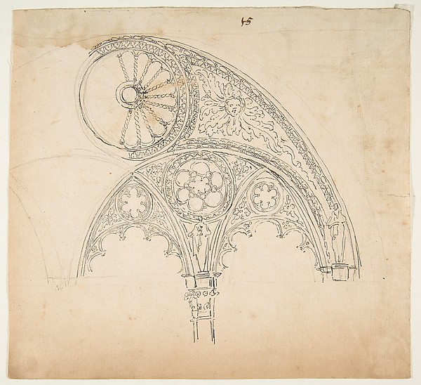Anonymous, French, 19th century, Drawing After an Architectural Fragment