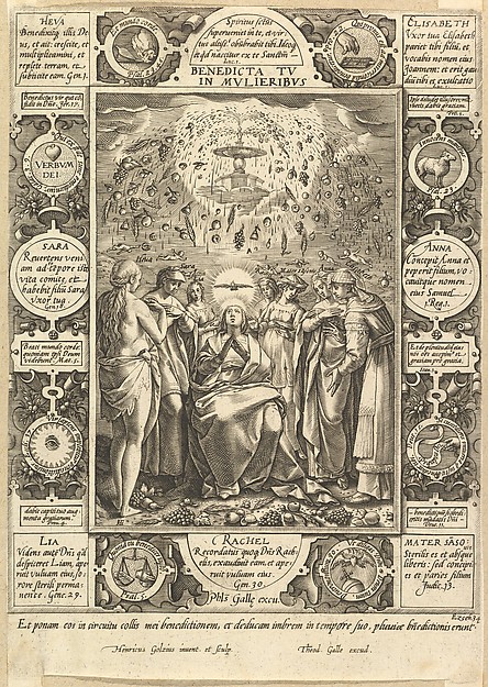 Hendrick Goltzius, Benedicta tu in Mulieribus, from "Christian and Profane Allegories"