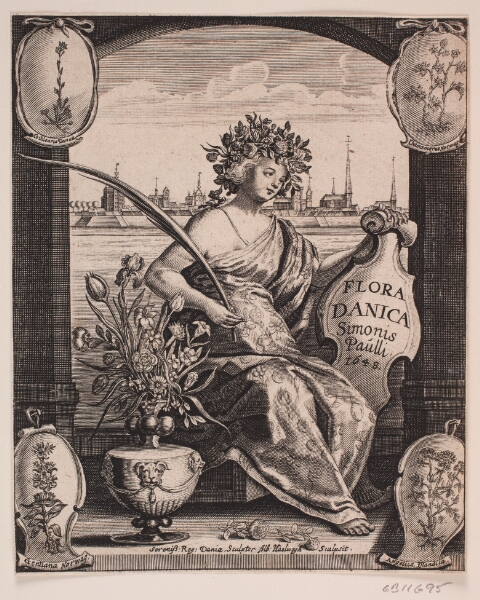 Albert Haelwegh, Siddende Flora. Titelblad til Simon Paullis, "Flora danica", 1648