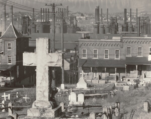 Walker Evans, Graveyard, Houses and Steel Mill, Bethlehem, Pennsylvania