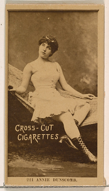 W. Duke, Sons & Co., Card Number 221, Annie Dunscomb, from the Actors and Actresses series (N145-2) issued by Duke Sons & Co. to promote Cross Cut Cigarettes