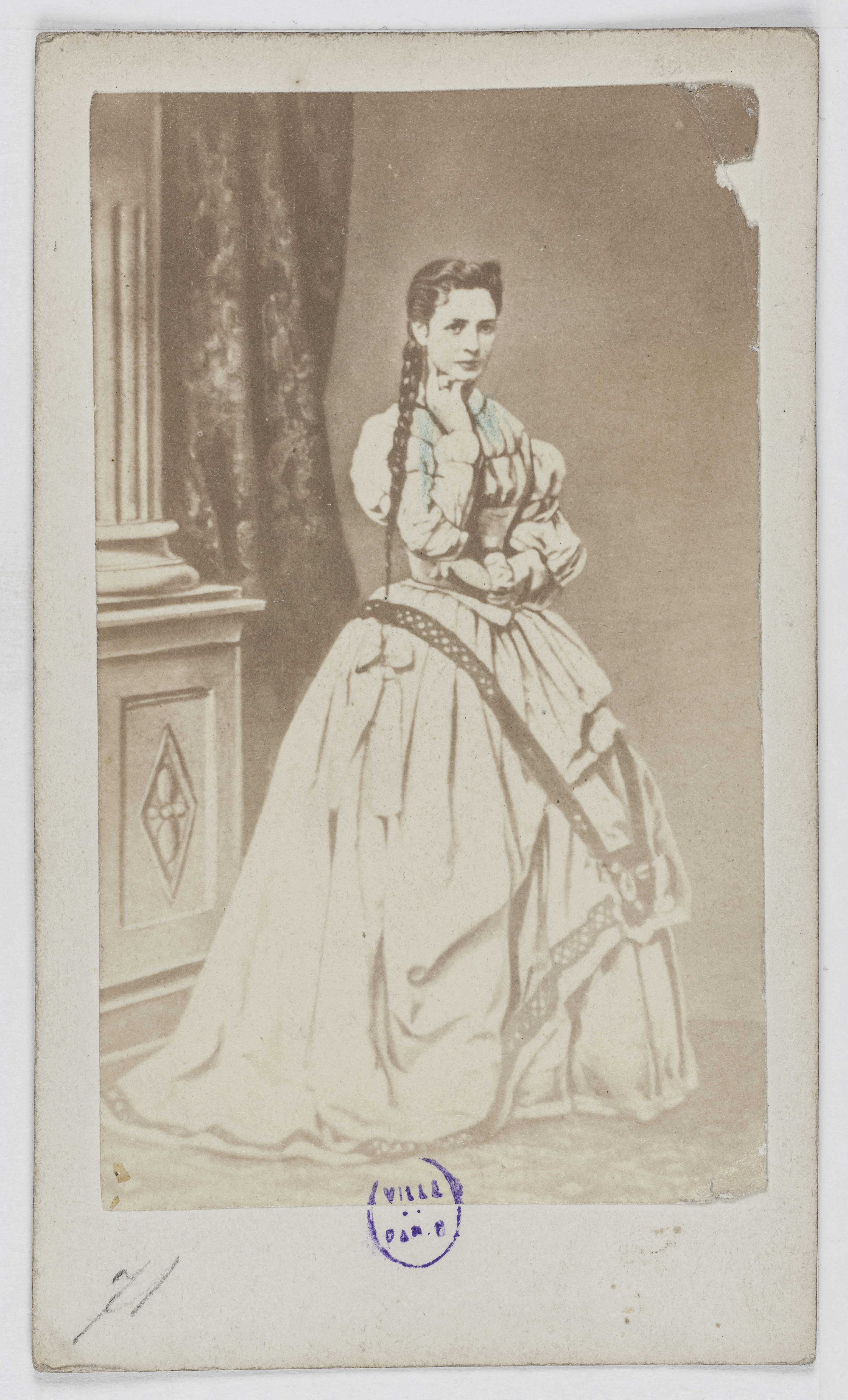 Anonyme, Portrait de Mademoiselle Spohr, actrice allemande ayant jouée au Théâtre d'Hambourg en 1862.