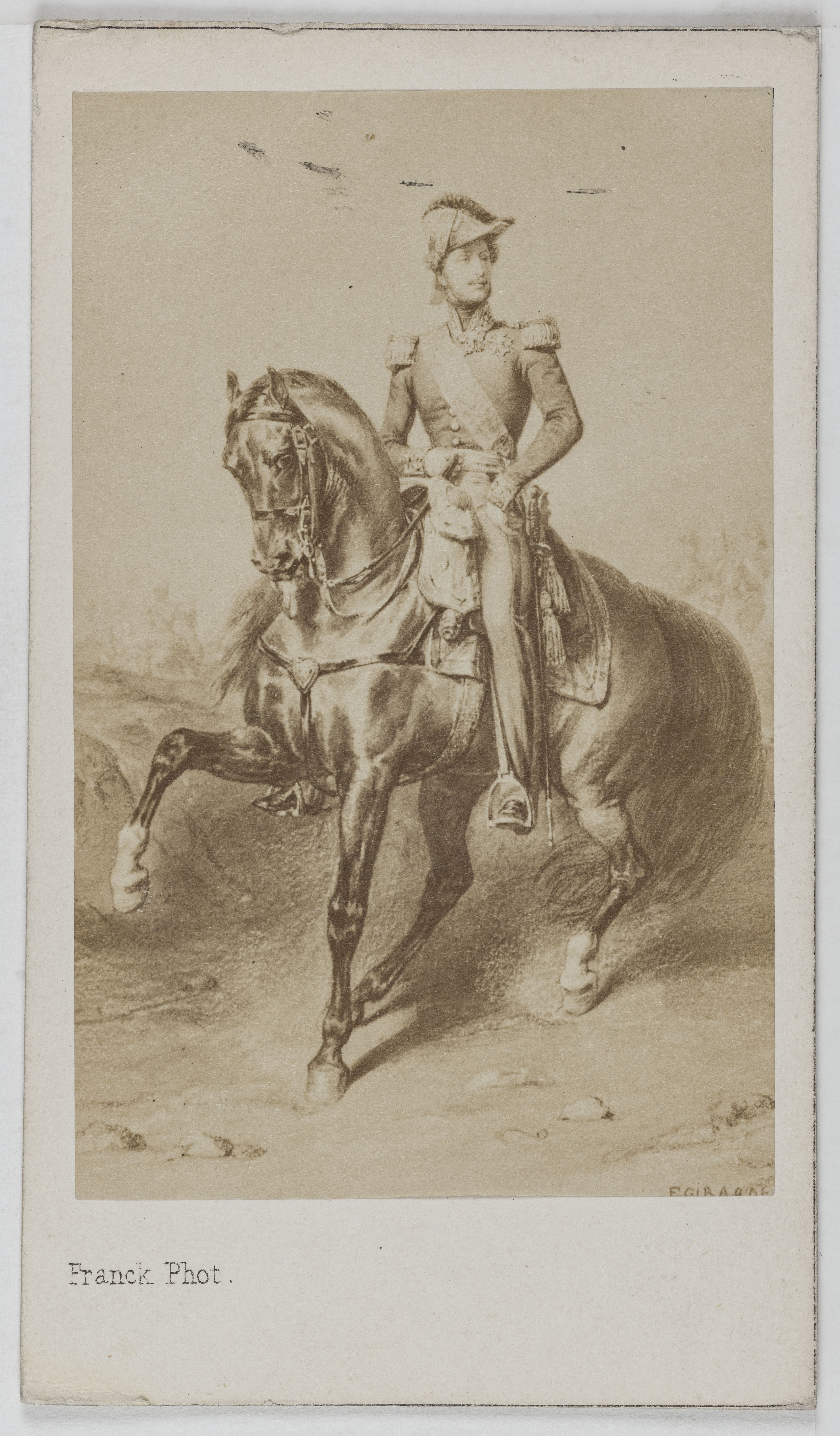 Franck, Portrait de Ferdinand-Philippe duc d'Orléans (1810-1842), fils aîné de Louis-Philippe et lieutenant général, sur son cheval.