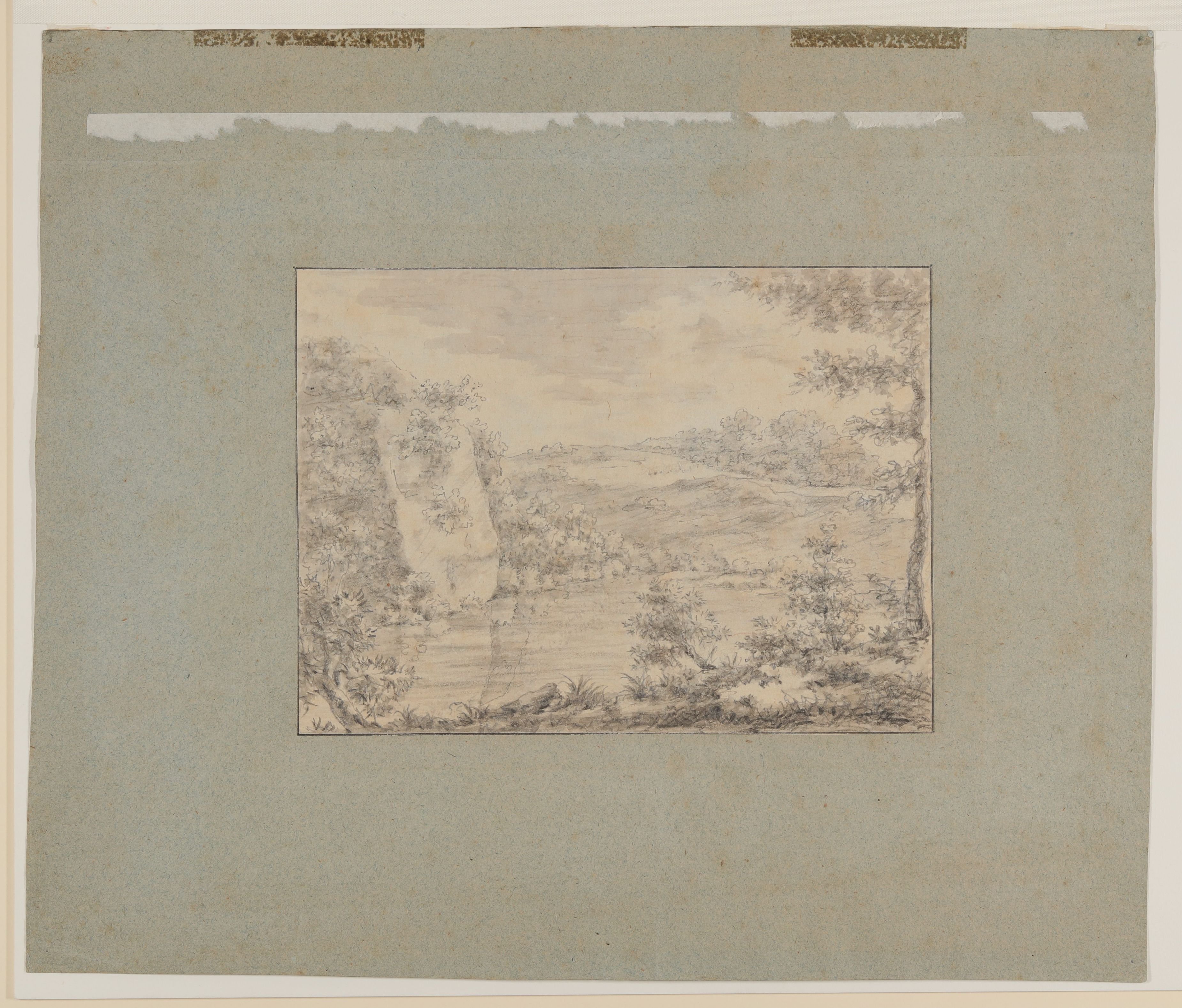 Johann Wolfgang von Goethe, Landschaft mit Fels an einem kleinen Weiher