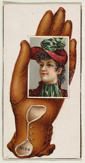Allen & Ginter, Card Number 24, cut-out from banner advertising the Opera Gloves series (G29) for Allen & Ginter Cigarettes