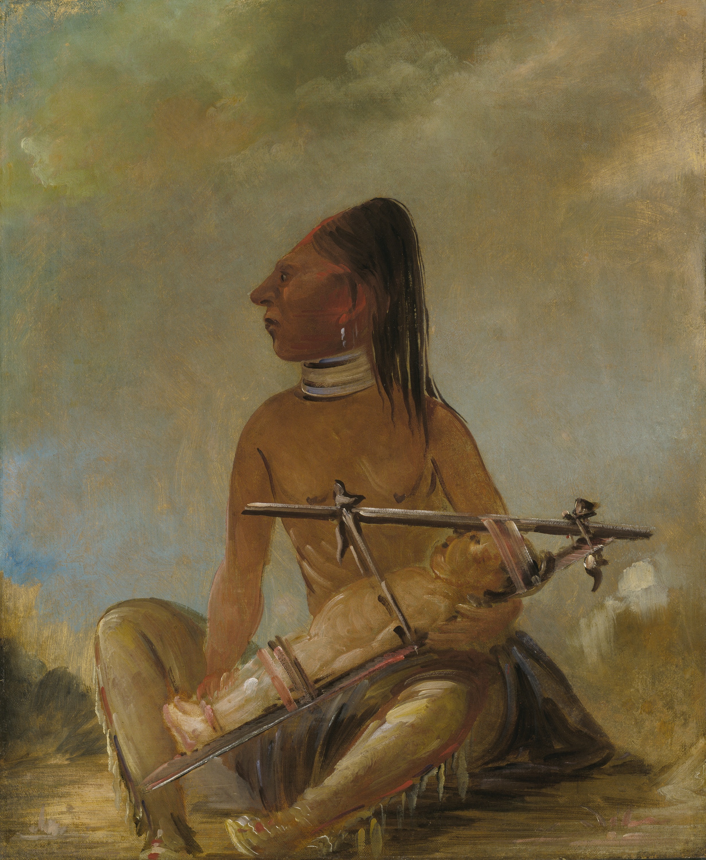 George Catlin, Woman and Child, Showing How the Heads of Children are Flattened