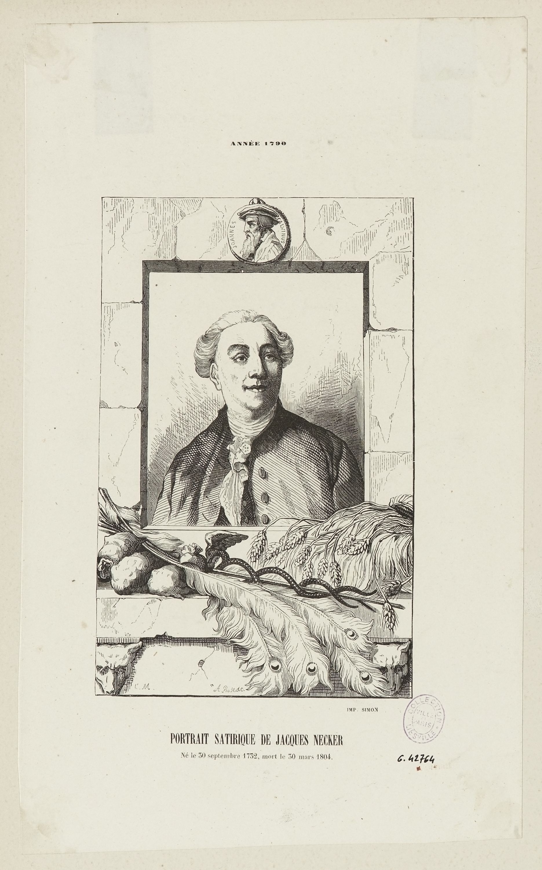 Inconnu, Portrait satirique de Jacques Necker.