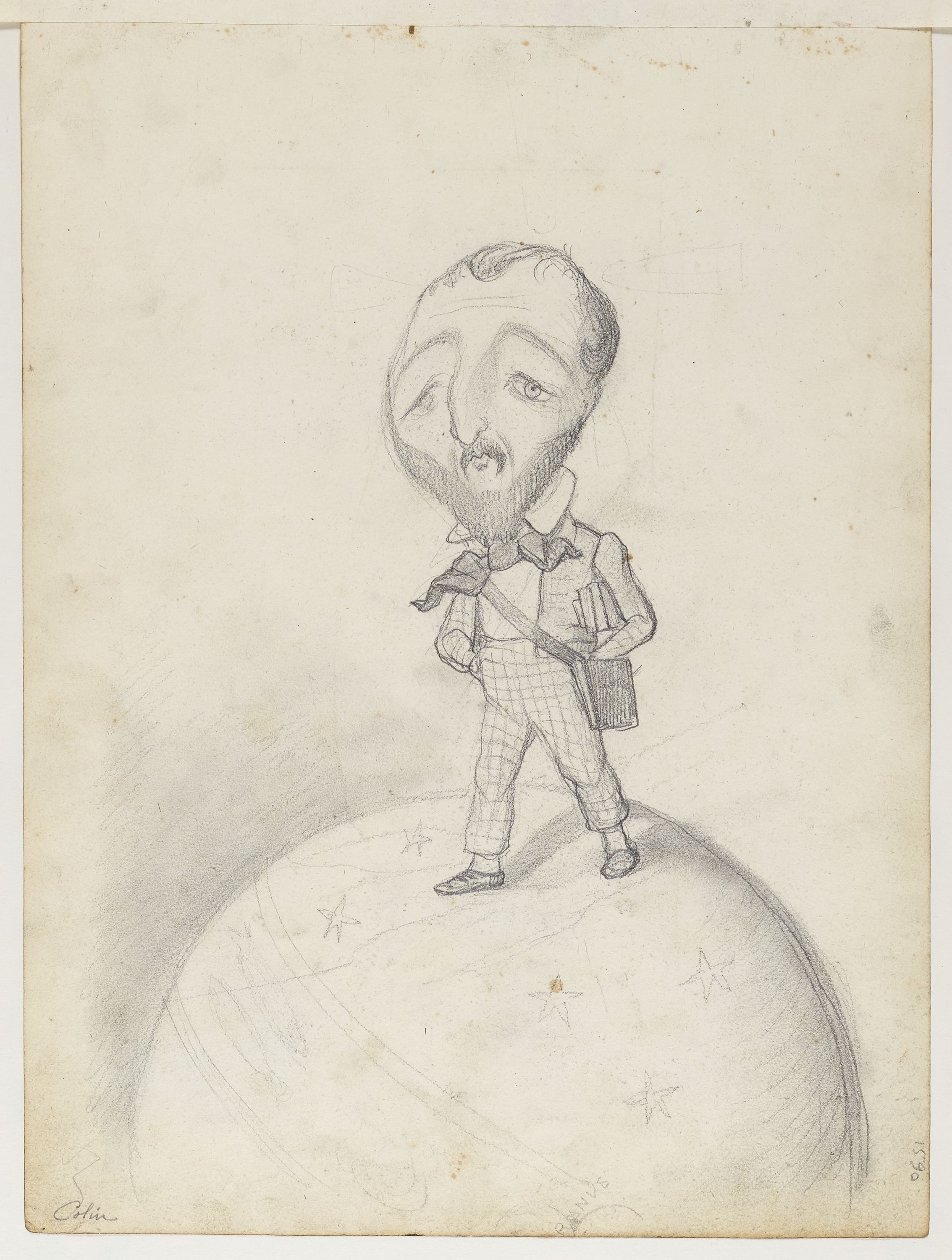 Anonyme, Portrait-charge d'un homme de petite taille sur Uranus (Gustave-Henri Colin)