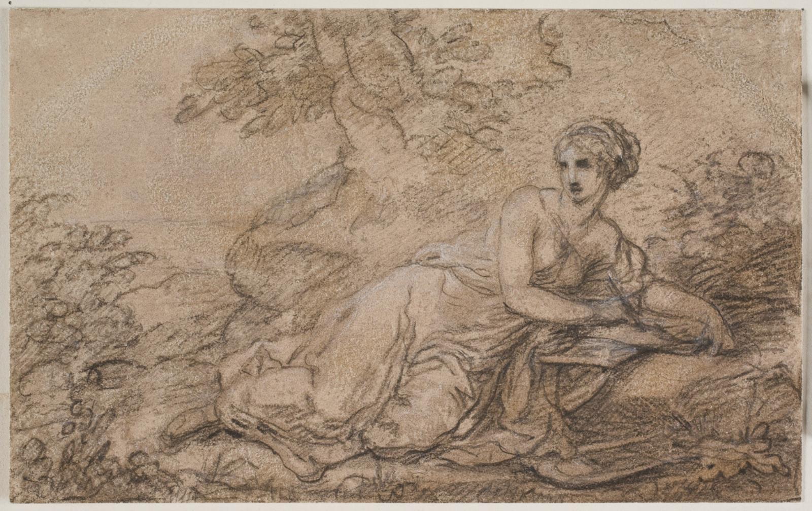 Angelica Kauffmann, En liggende kvindelig digter, sandsynligvis Sappho