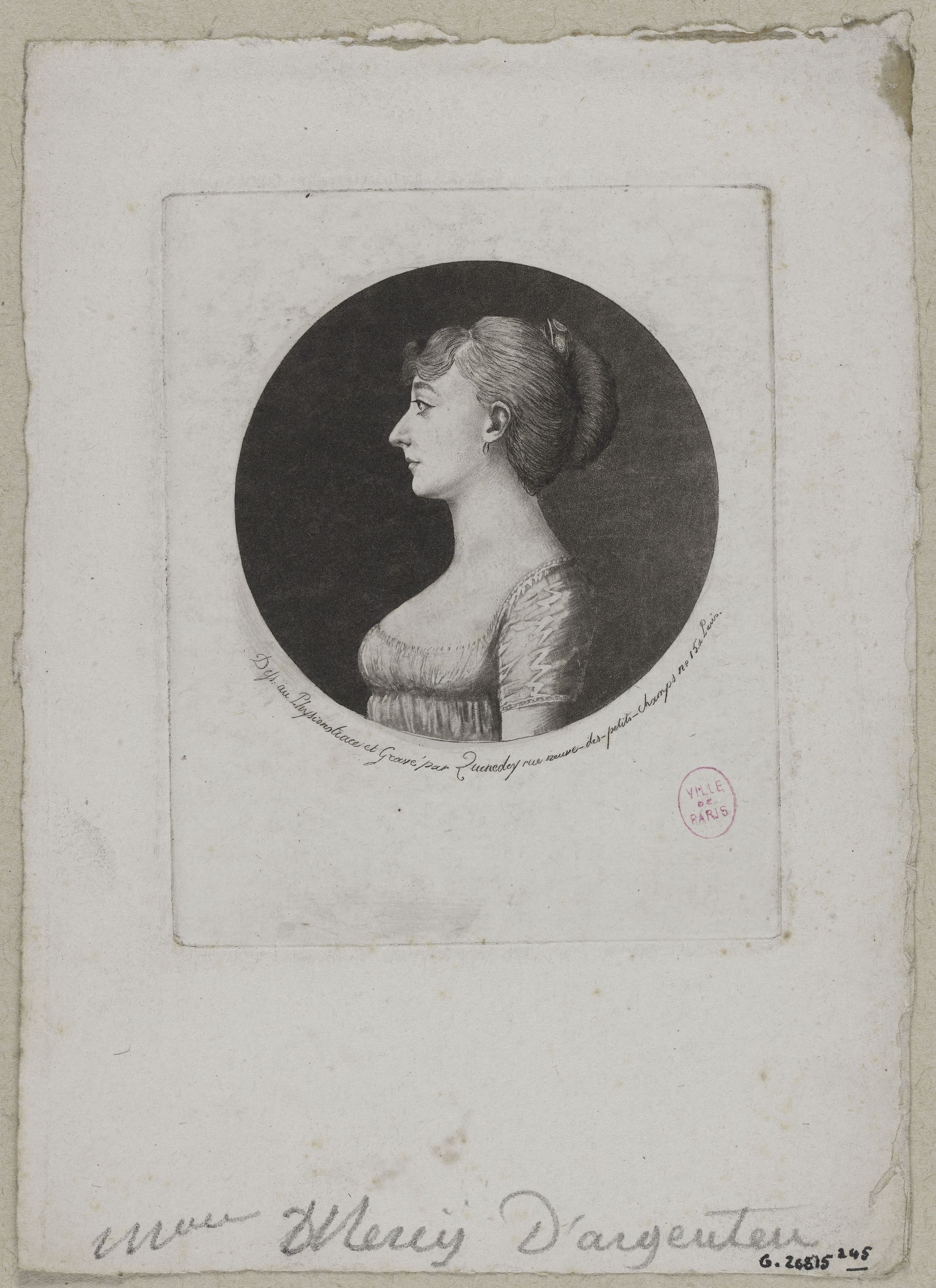 Edmé Quenedey, Portrait de Madame Mercy d'Argenten