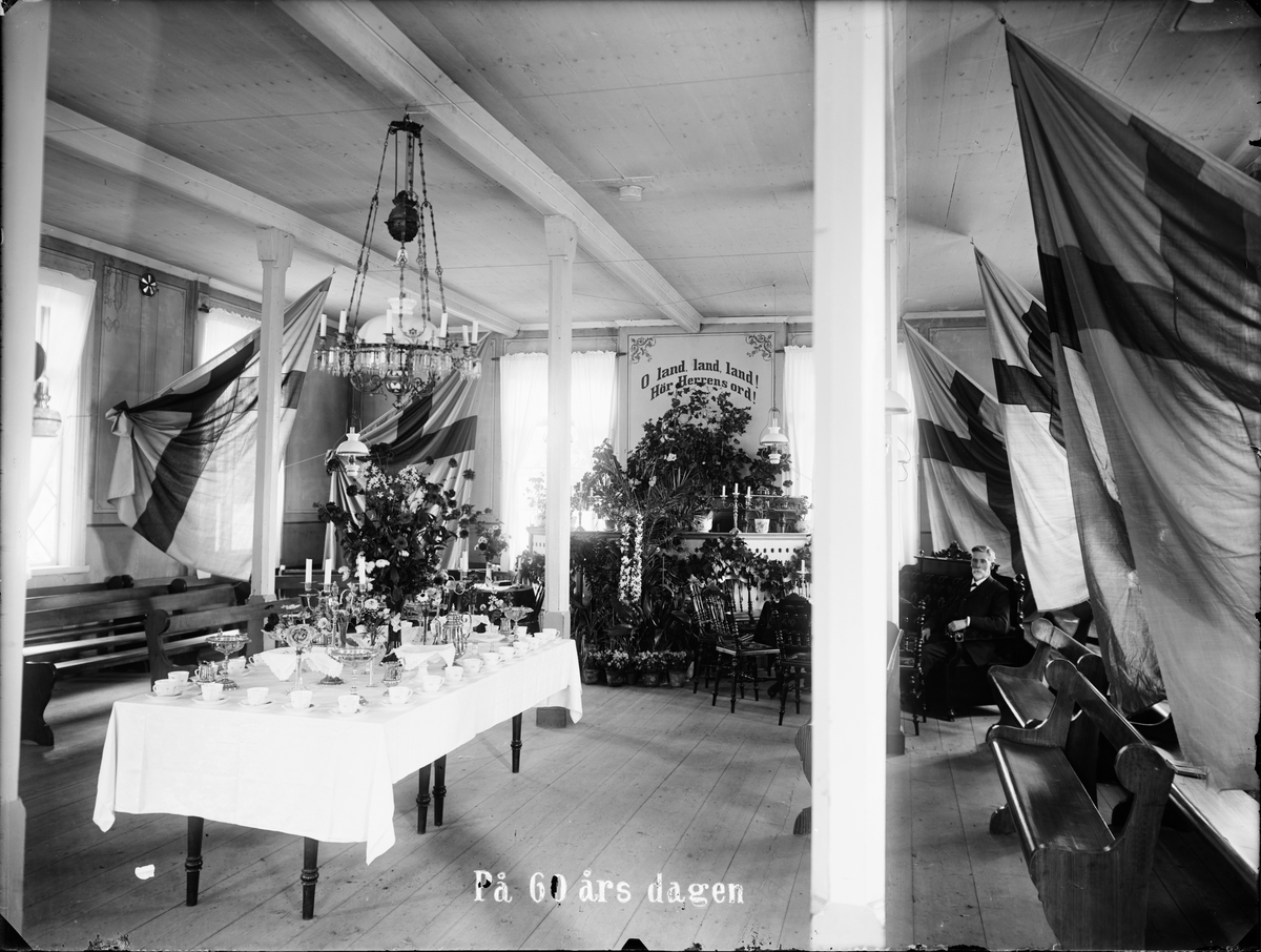 Skötsner-Edhlund, Mathias Lundquist firar 60-årsdagen i Östhammars missionshus, Uppland 1910