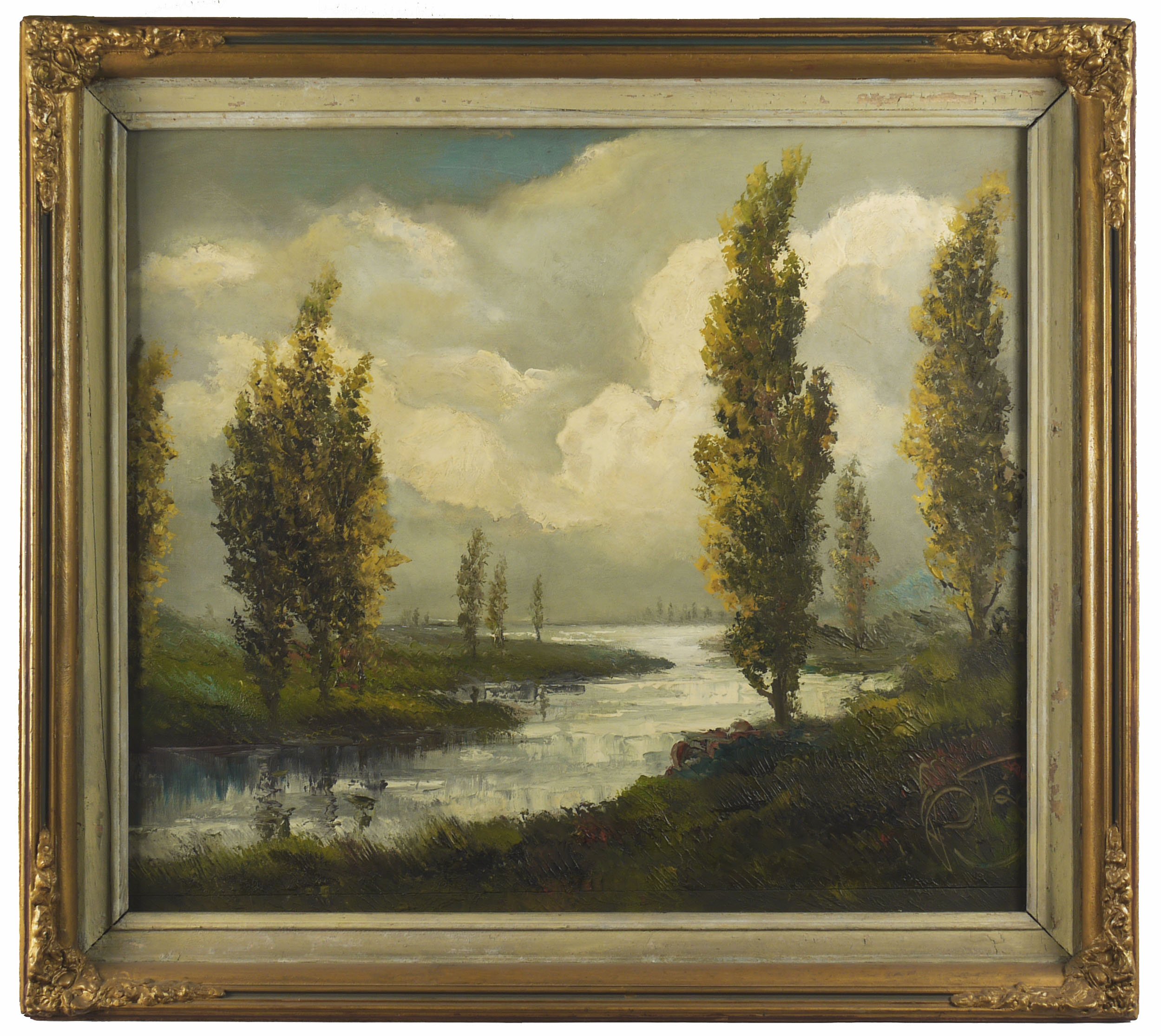 Karl Philipp Spitzer, Altrheinlandschaft mit Pappeln