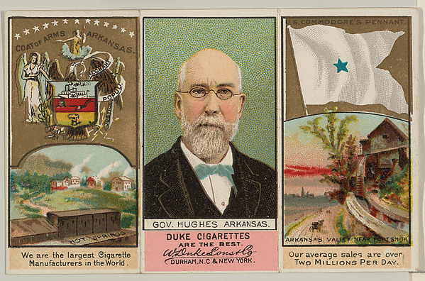 W. Duke, Sons & Co., Governor Hughes, Arkansas, from "Governors, Arms, Etc." series (N133-2), issued by Duke Sons & Co.