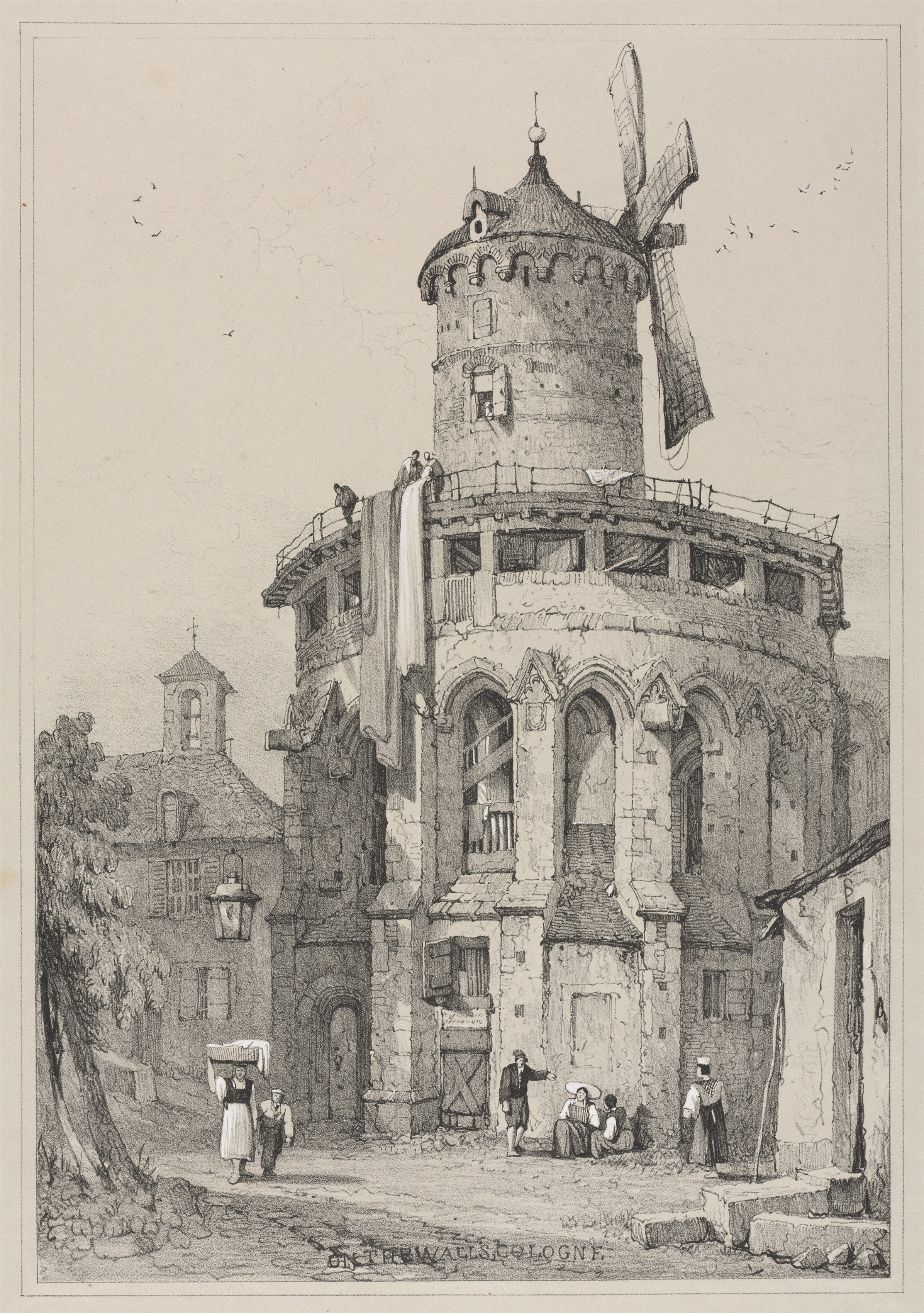 Samuel Prout, Facsimiles of Sketches Made in Flanders and Germany: On the Walls, Cologne