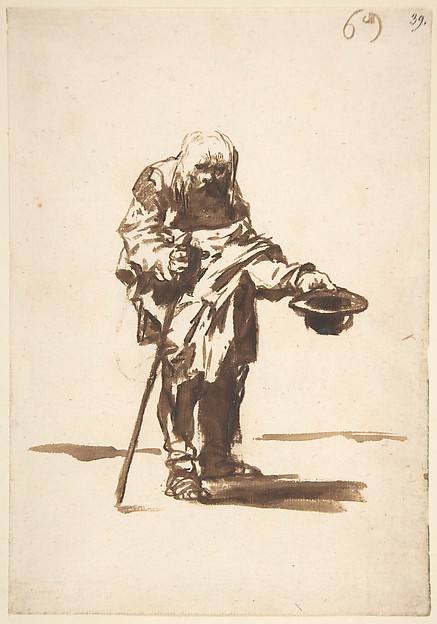 Goya (Francisco de Goya y Lucientes), Beggar with a staff in his right hand; folio 69 from the "Images of Spain" Album (F)