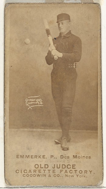 Goodwin & Company, Robert Emmerke, Pitcher, Des Moines Prohibitionists, from the Old Judge series (N172) for Old Judge Cigarettes