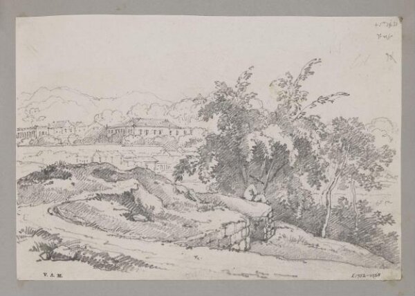 George Chinnery, The Casa, Macao, in the gardens of which is Camoens' Cave (the residence of Lady Pereira), Macao