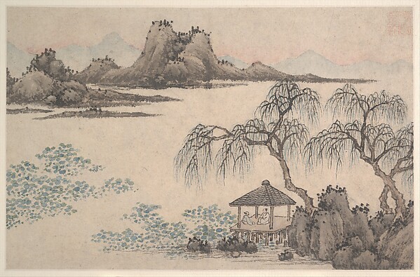 Shen Zhou, Landscape with Pavilion and Willows